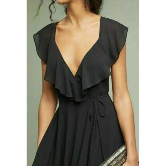 NEW $268 ANTHROPOLIGIE YUMI KIM Sz XXS FULL BLOOM OPEN BACK MAXI DRESS BLACK - Picture 7 of 7